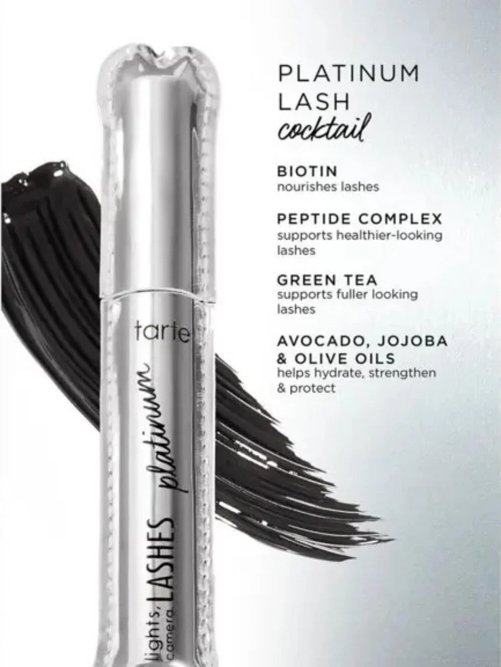NEW TARTE™ Lights,‎ Camera, Lashes Volumizing Platinum Mascara in Black